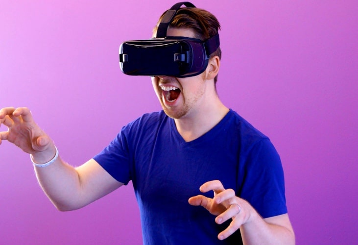 man playing a vr game